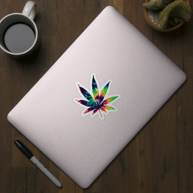 Weed Leaf Tie Dye Trippy Psychedelic Design by NINE69